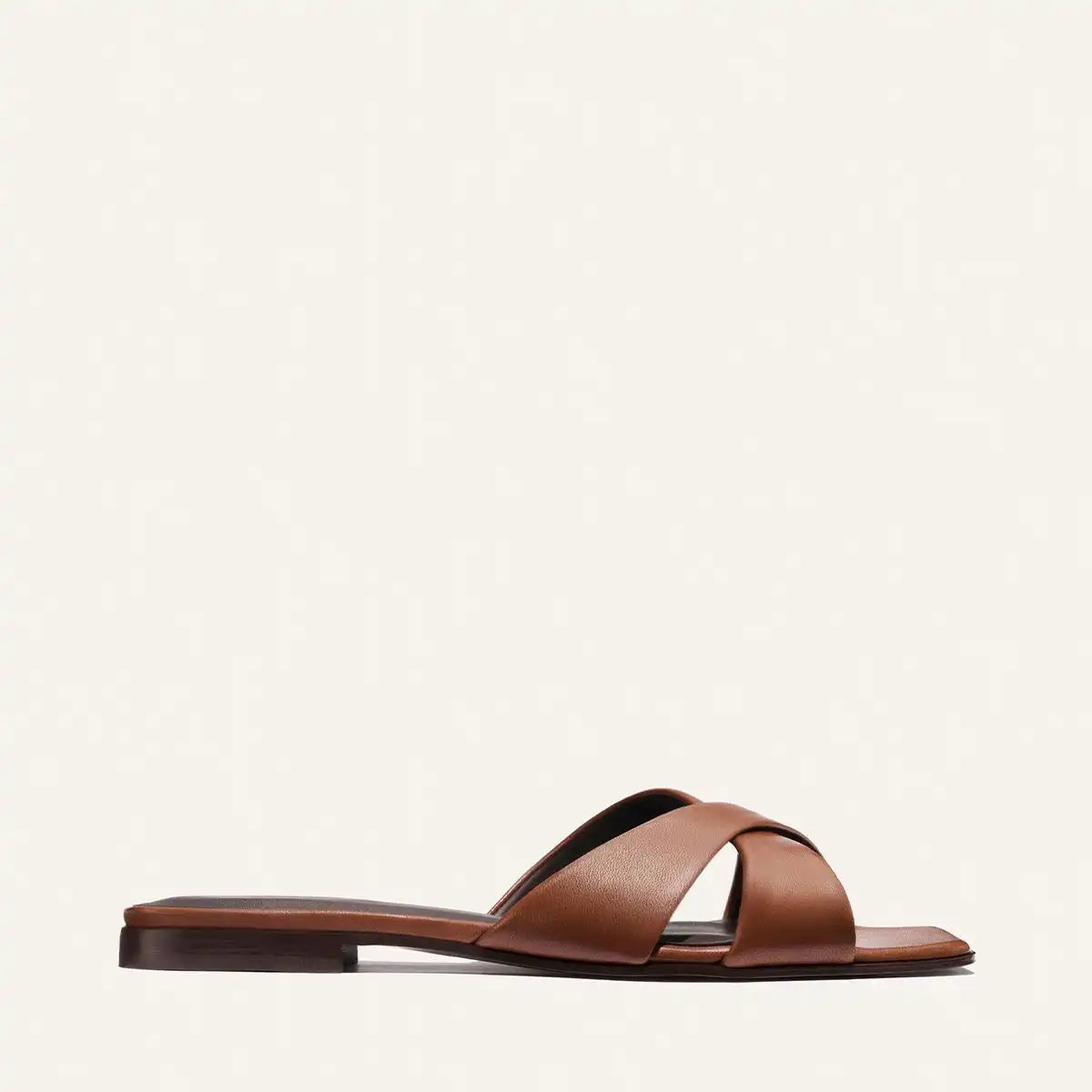 The Selene Flat Sandal - Cognac Nappa