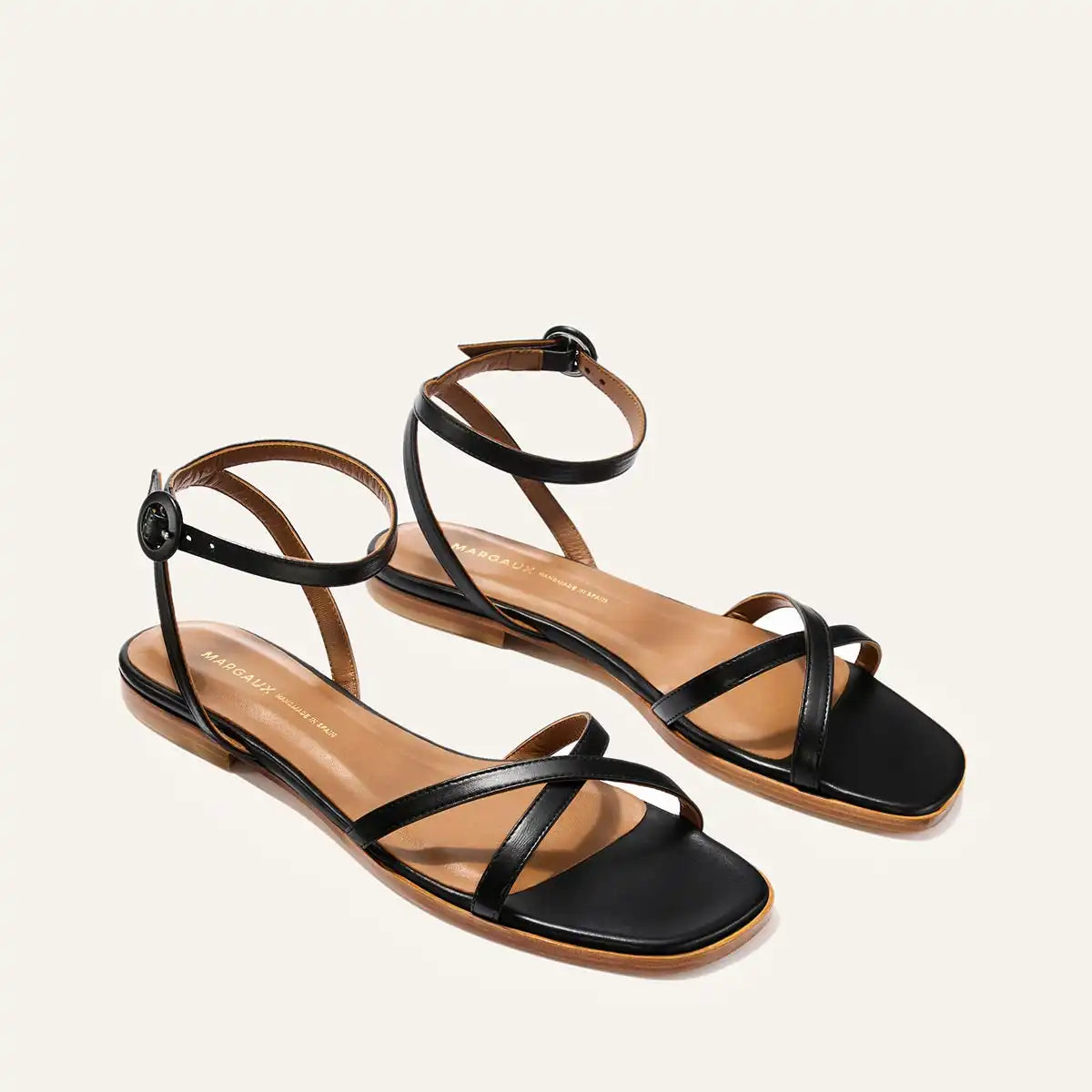The Flat Sandal - Black Nappa
