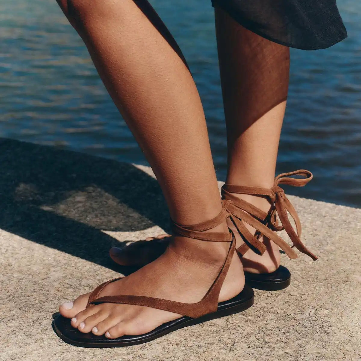 The Palermo Wrap Sandal - Nutmeg Suede