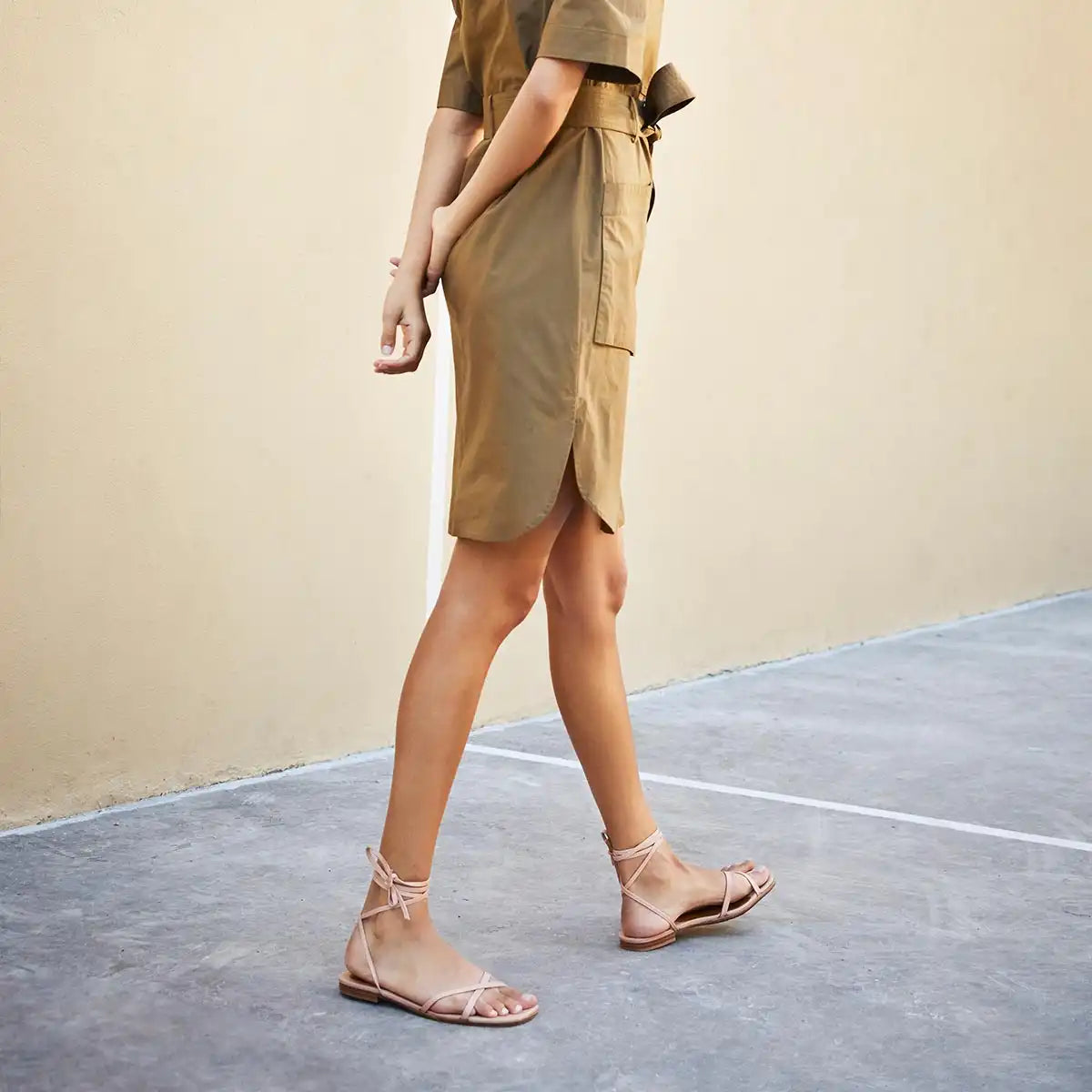 The Wrap Sandal - Rose Nappa
