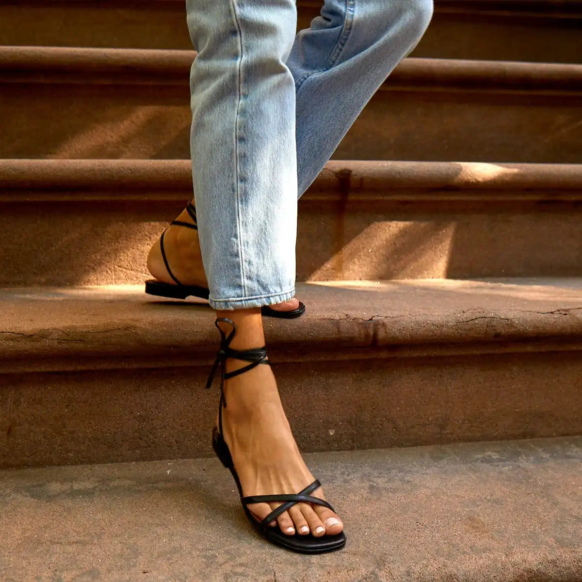 The Wrap Sandal - Black Nappa