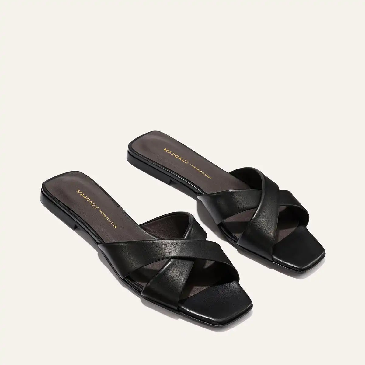 The Selene Flat Sandal - Black Nappa