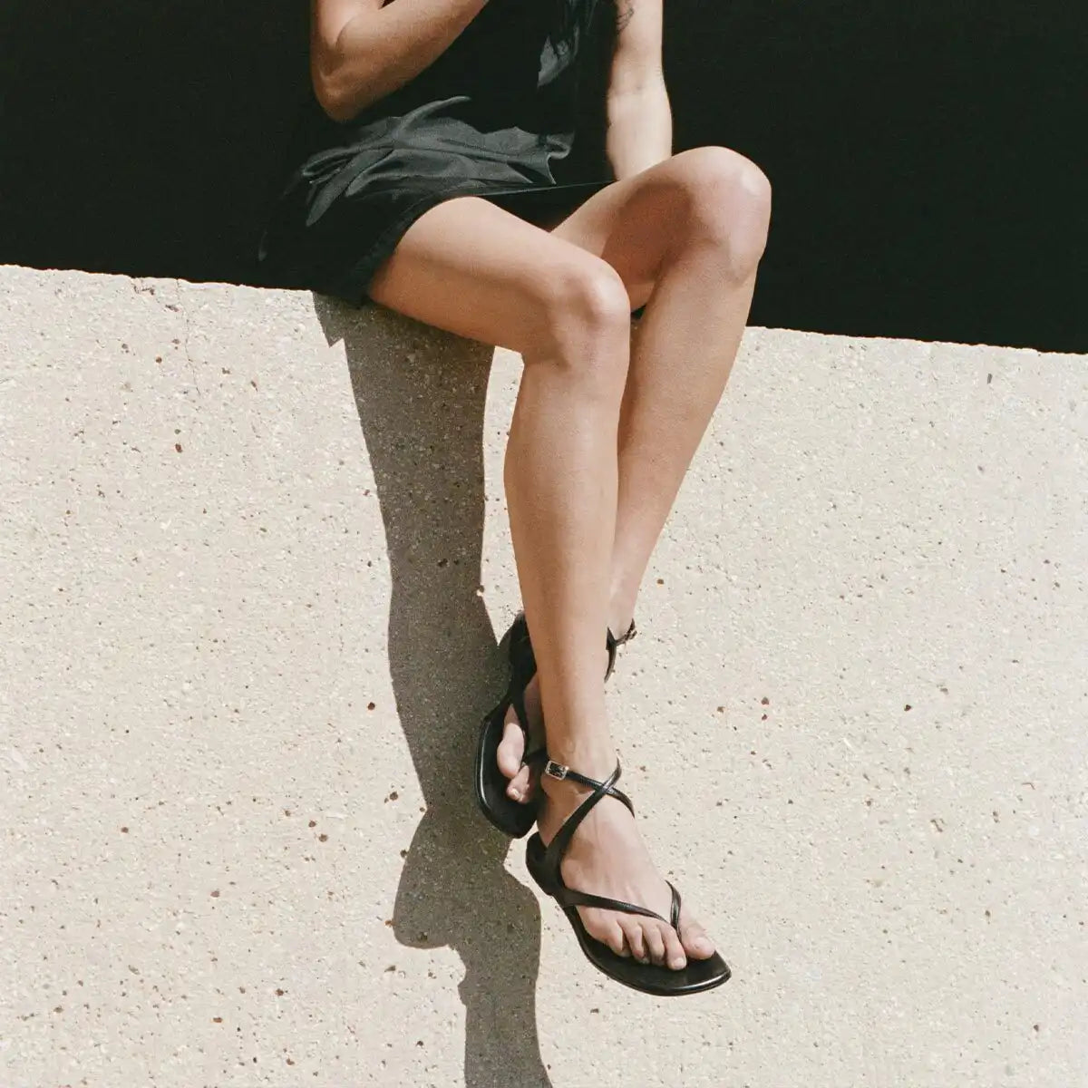 The Palermo Sandal - Black Nappa