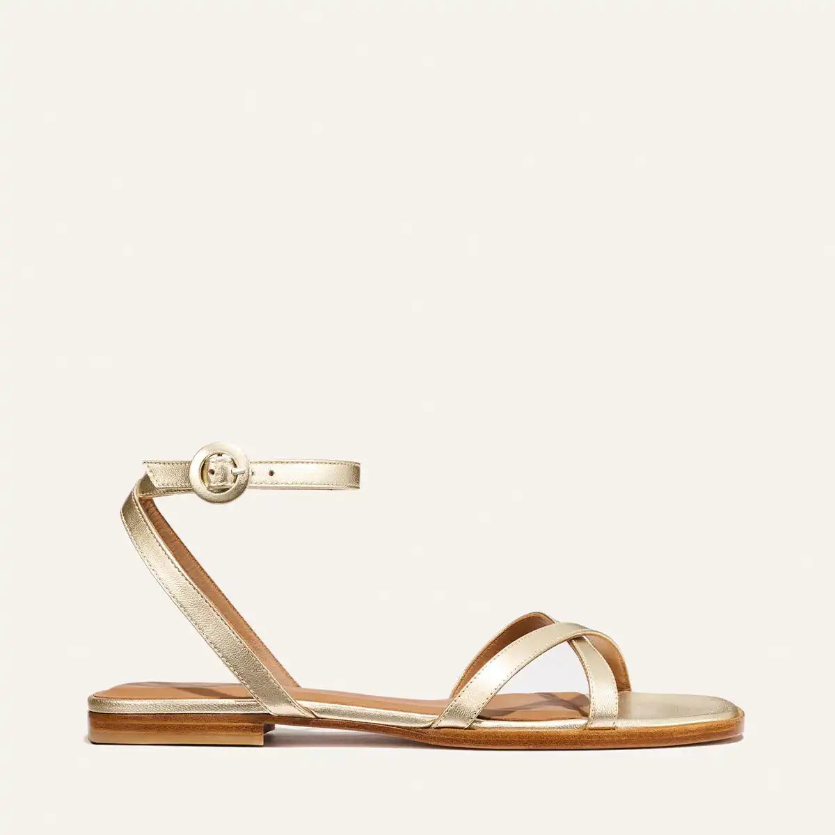The Flat Sandal - Champagne Nappa