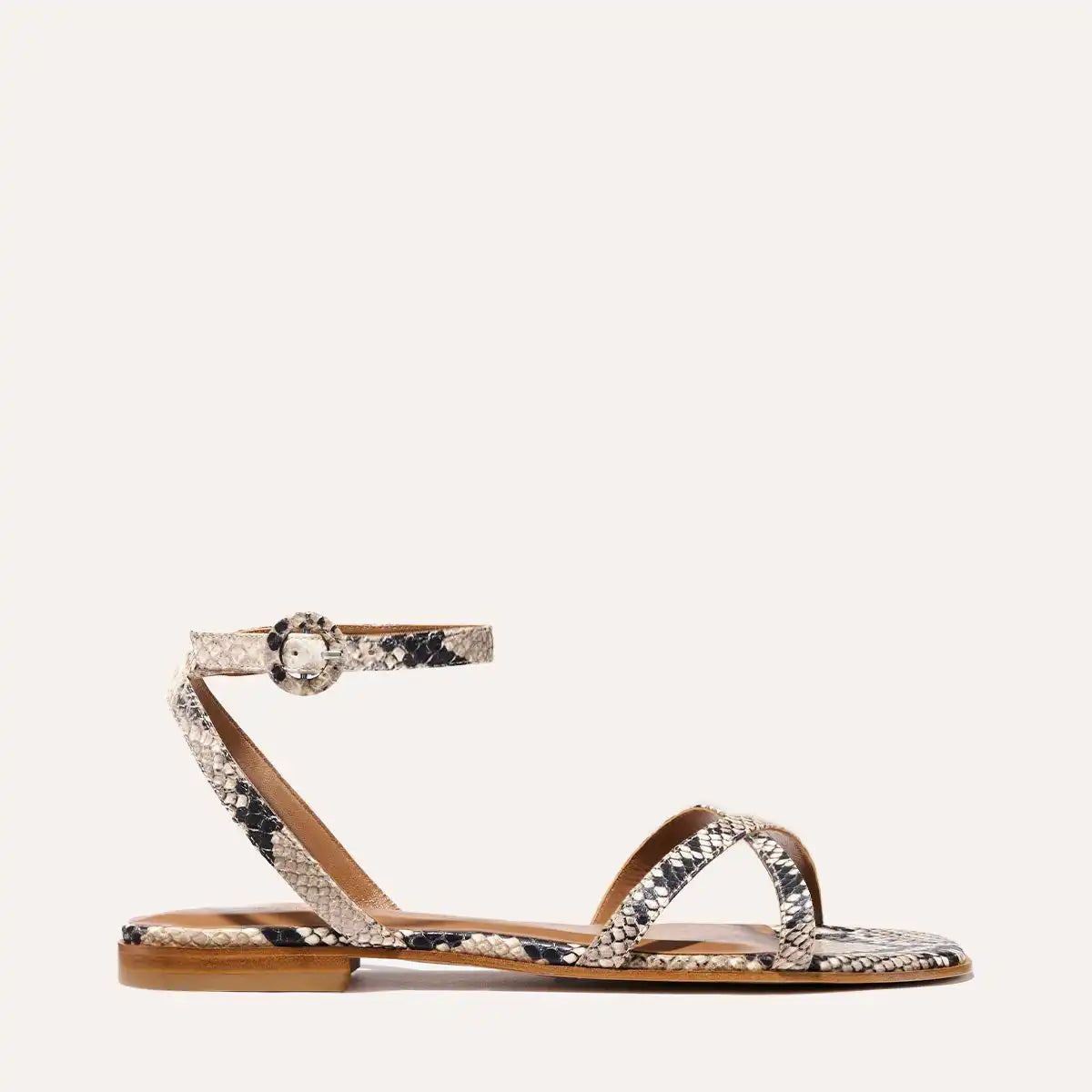 The Flat Sandal - Natural Python Embossed