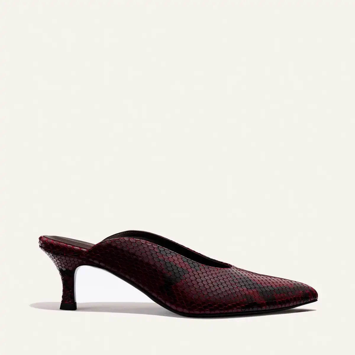 Alison Roman x Margaux: The Parlor Mule - Burgundy Python Embossed