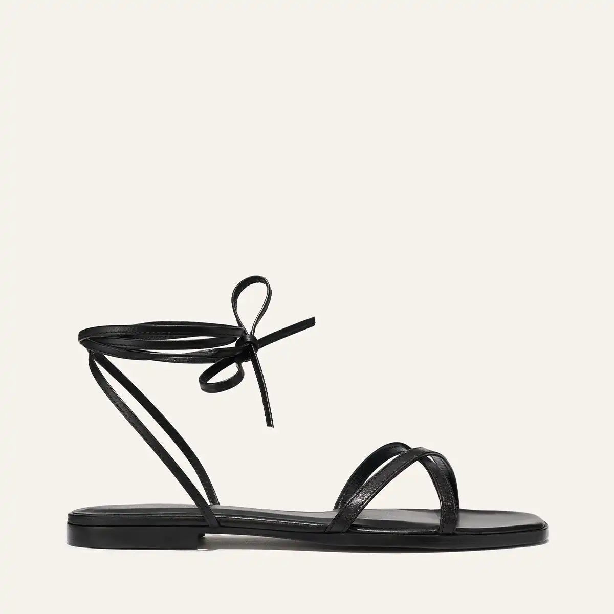 The Wrap Sandal - Black Nappa