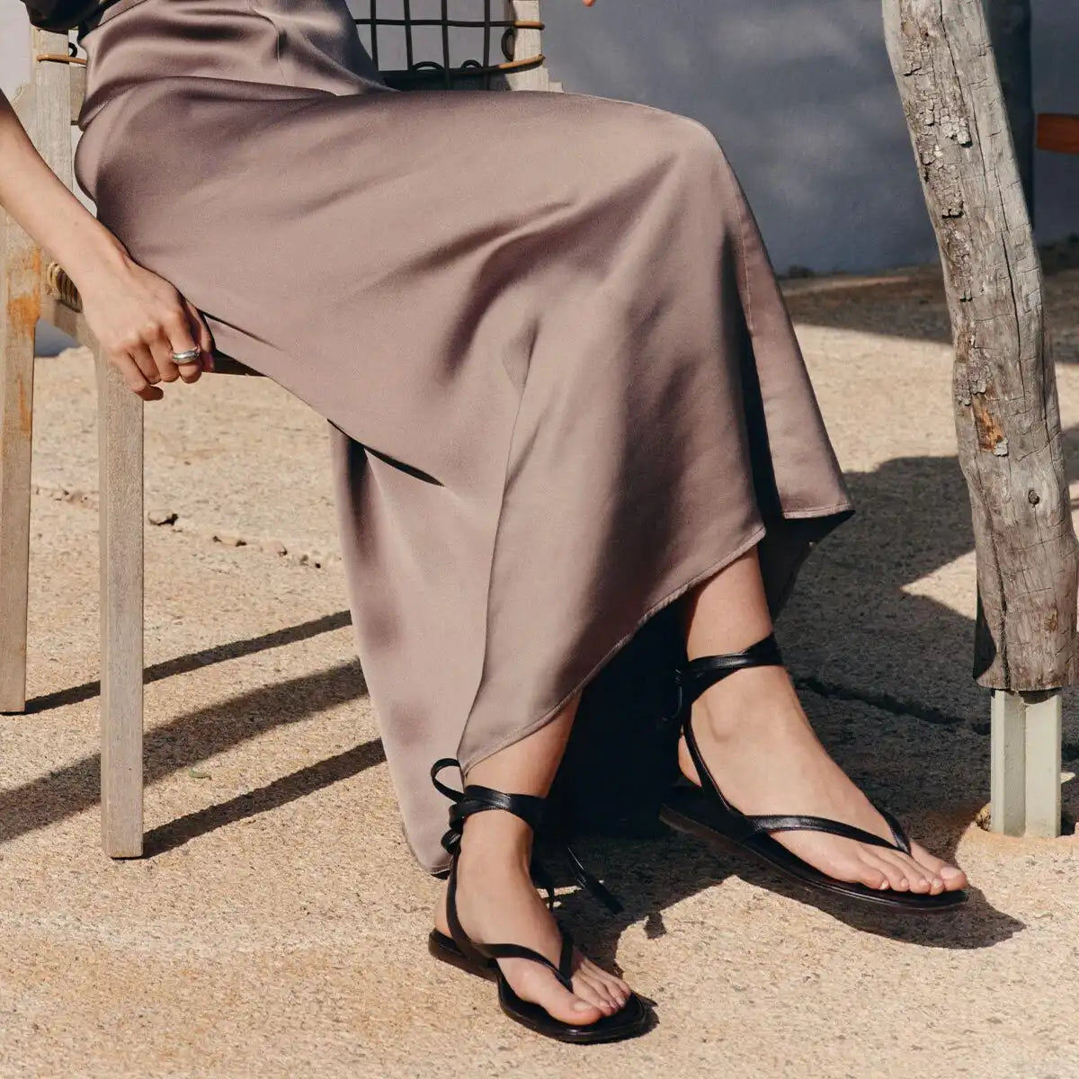The Palermo Wrap Sandal - Black Nappa