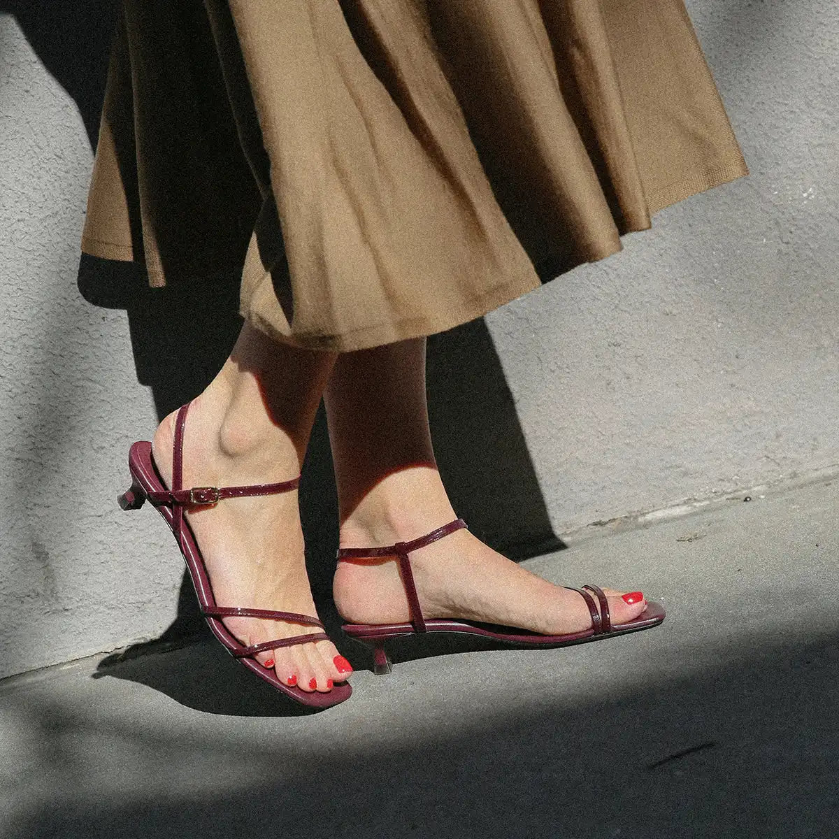 The Dylan Sandal - Burgundy Patent