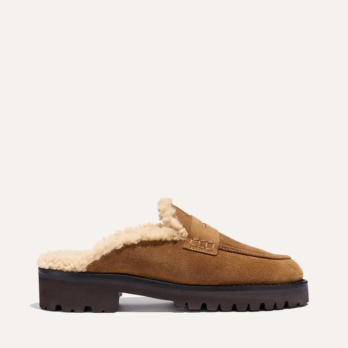 The Marlowe Mule - Walnut Suede and Shearling