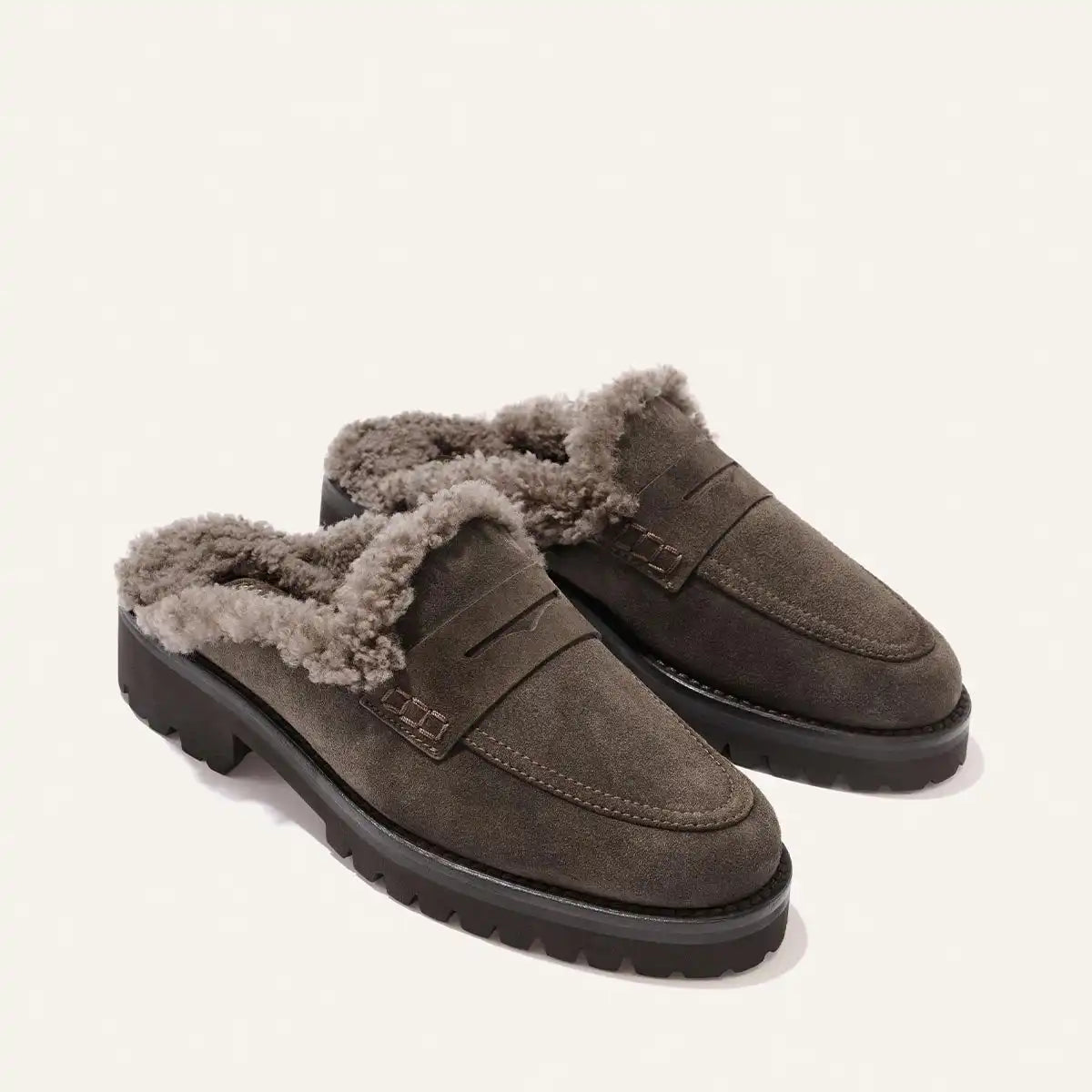 The Marlowe Mule - English Brown Suede and Shearling
