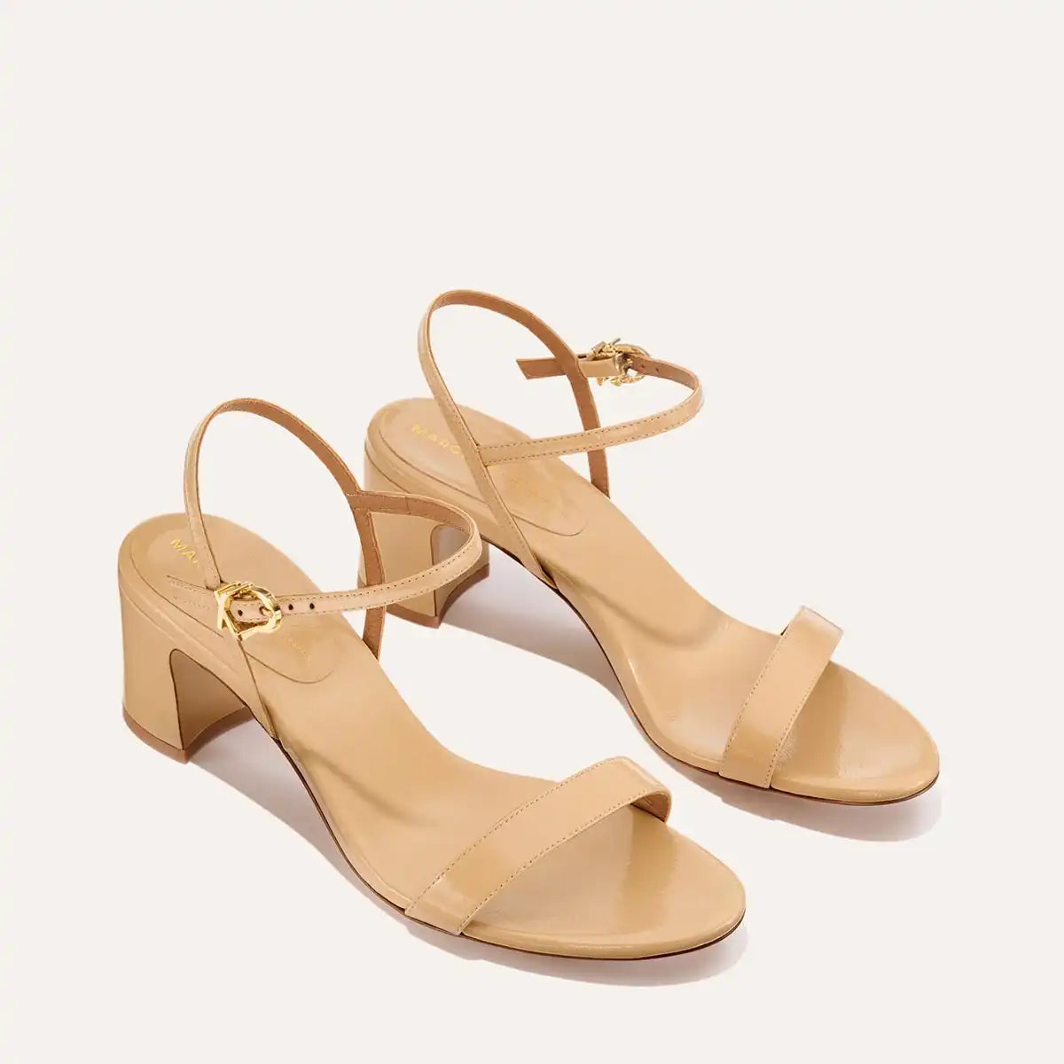 The Cleo Sandal - Sand Crinkle-Gloss Nappa