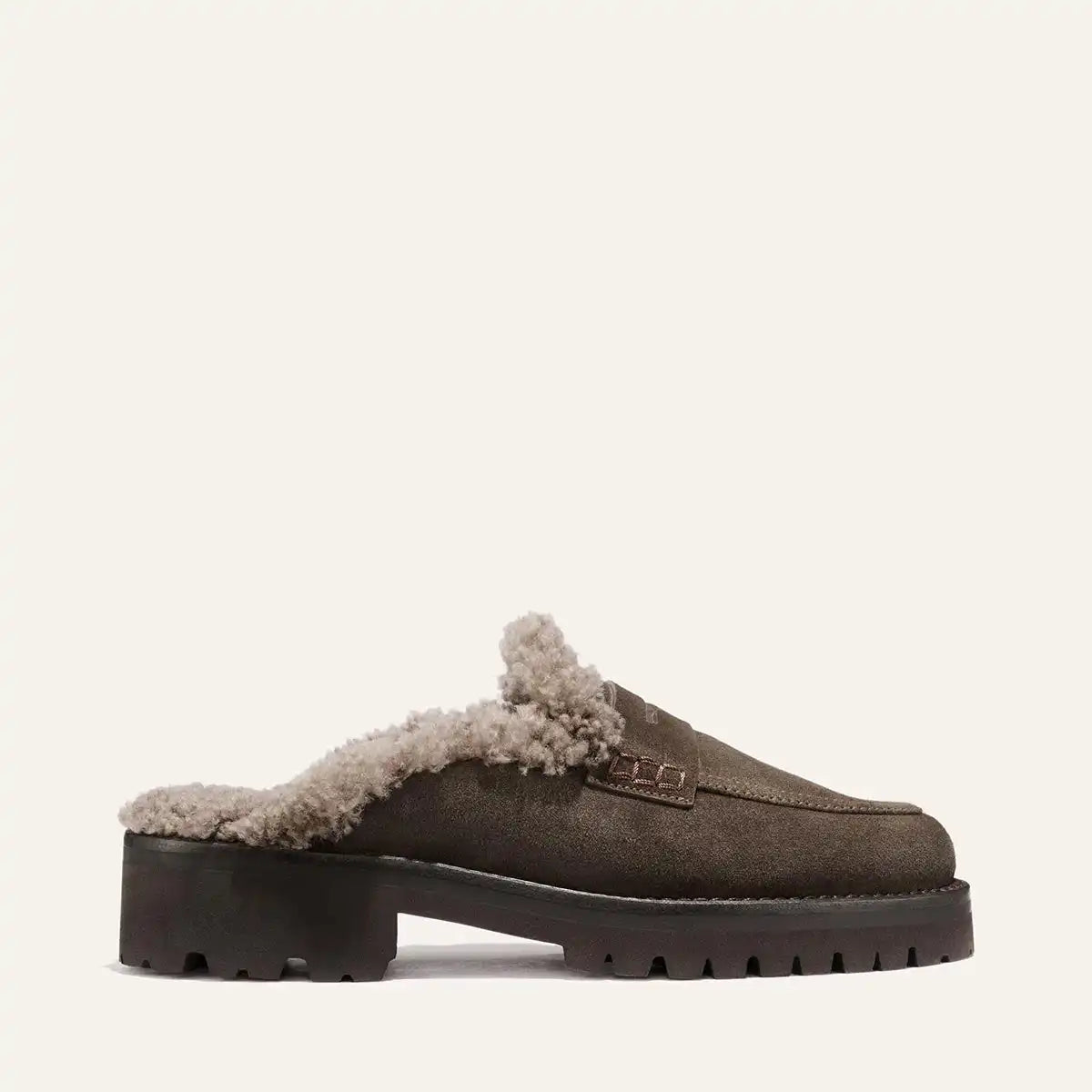 The Marlowe Mule - English Brown Suede and Shearling