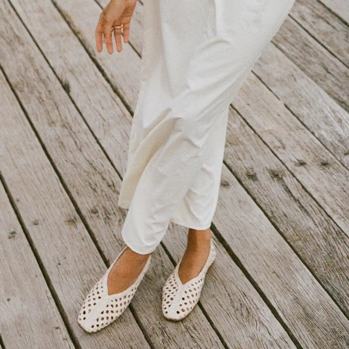 The Woven Paz - Ecru Woven Leather